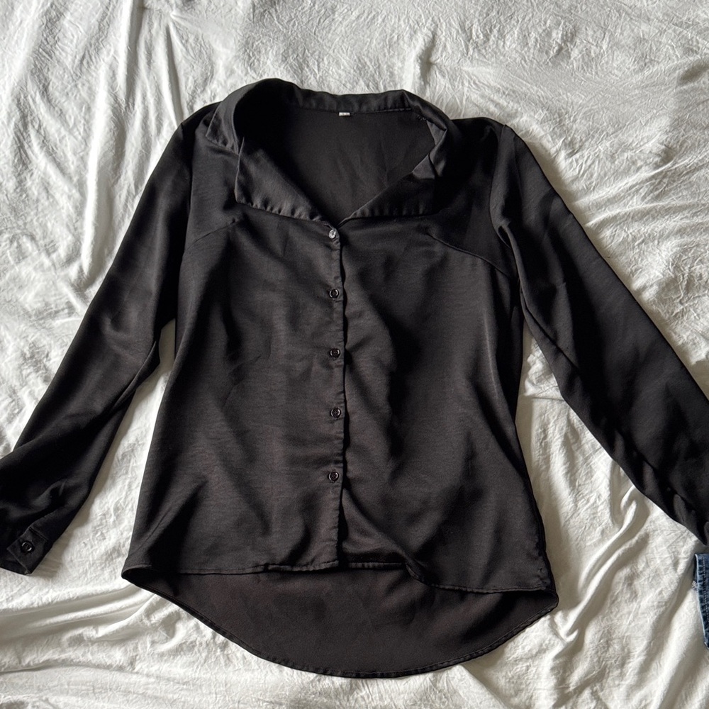 SHEIN Black Button-Down Shirt for Women